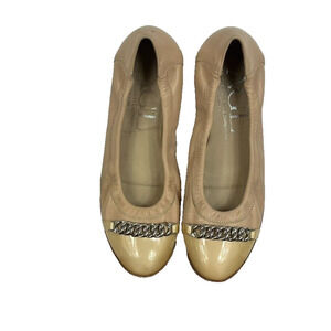 AGL Attilio Giusti Leombruni Ballet Flats Women Shoe Size 38.5 8 8.5 Beige Chain